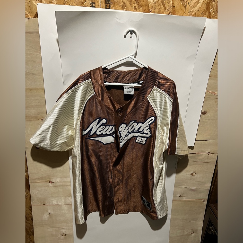 L New York Men's Urban Shirt Jersey Brown and Cream Big Land Neo Collection